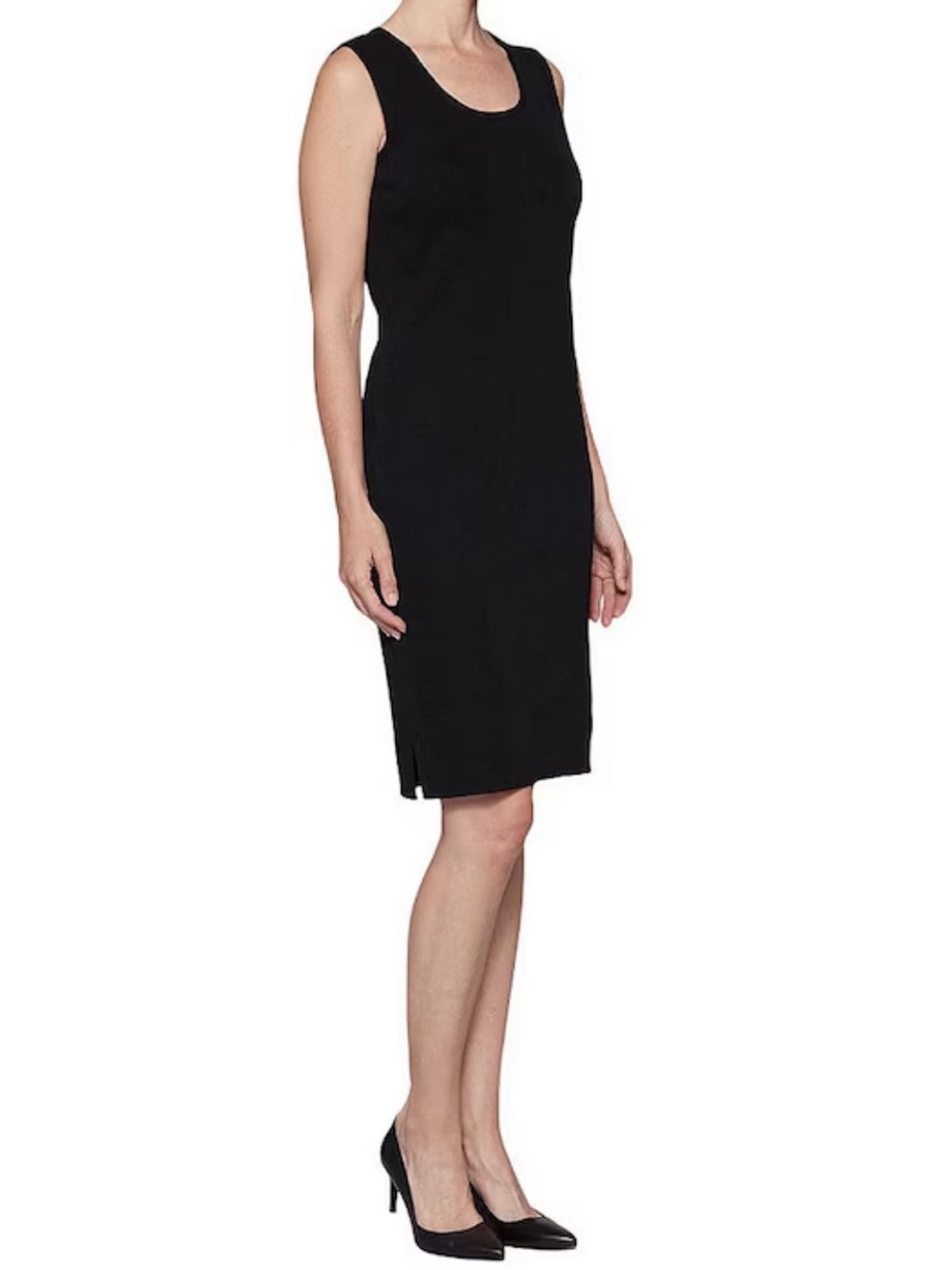 Ming Wang Sleeveless Scoop Neck Side Slit Tank Bodycon Dress Black size M - Picture 2 of 8